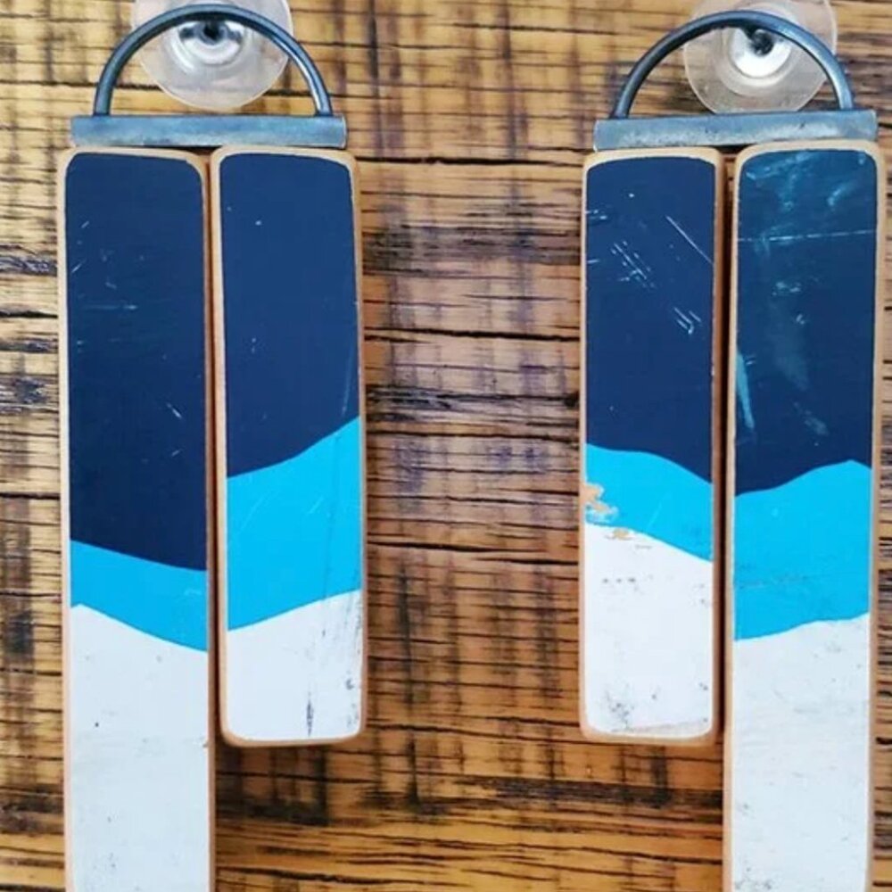 Tara Locklear Jewelry Blue & White Alpine Skateboard Earrings Lightweight